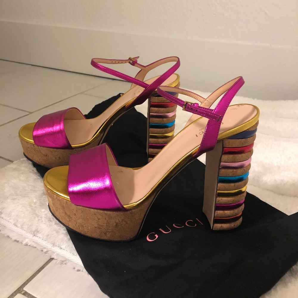 Gucci Claudine Metalic Platform 38